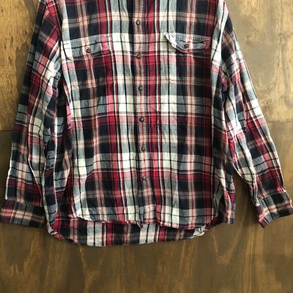 Timberland Mens Shirt Red Multi Plaid Flannel Button Down 100% Cotton XLarge - Picture 3 of 10